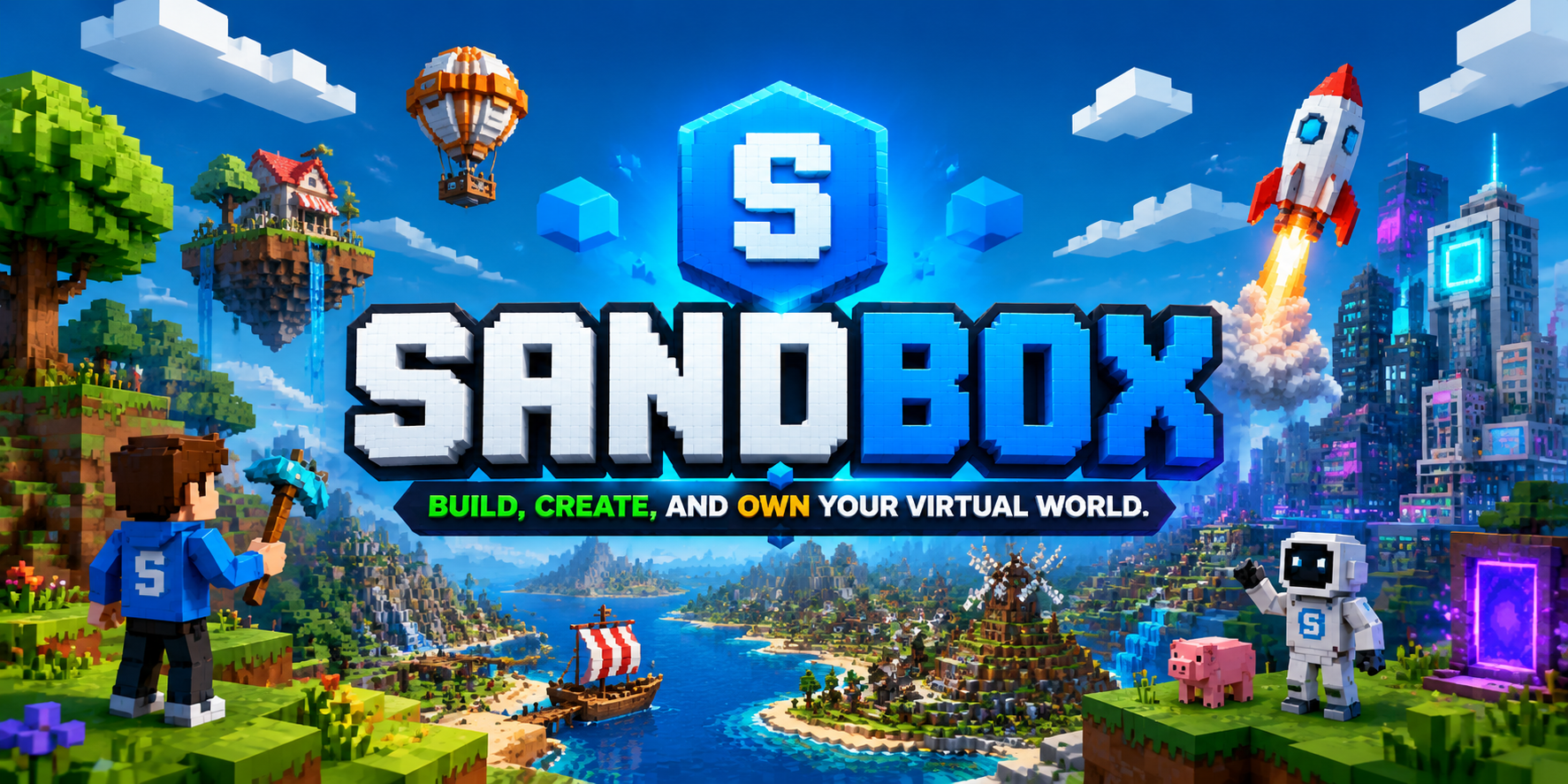 Sandbox world banner — build, create, and own your virtual world